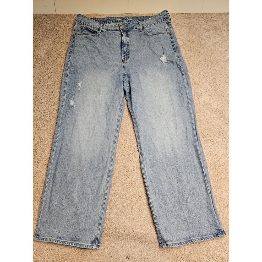 Old Navy Extra High-Rise Sky-Hi Wide-Leg Distressed Jeans Light Wash Size 18